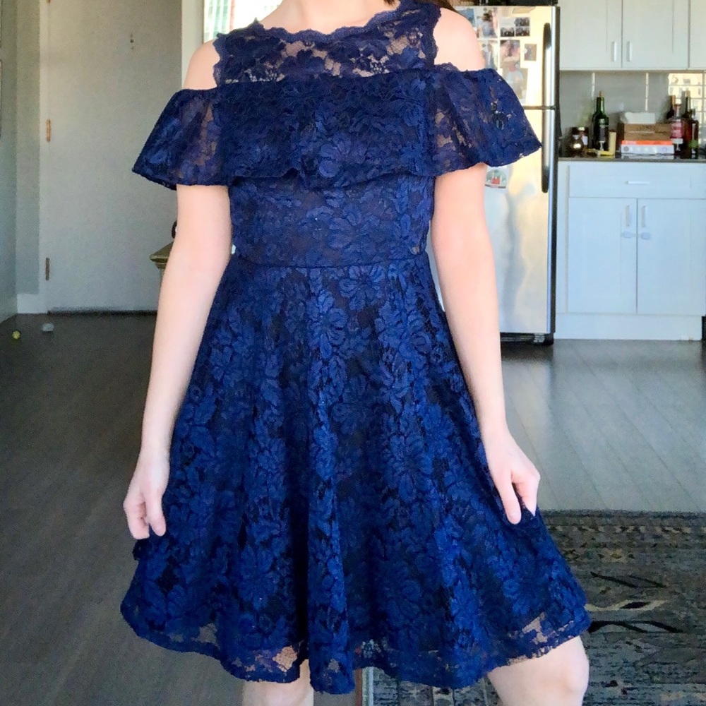 Royal blue/ navy lace cocktail dress